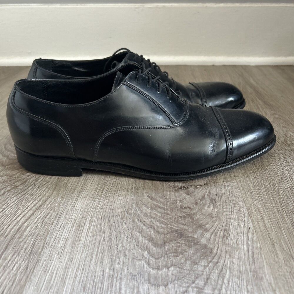 Florsheim Lexington Dress Shoes Mens 11 Wide 3E Black Cap Toe Oxford Lace Up